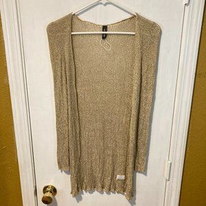 Gotha women's size 1 gold shimmer stretchy open front lightweight cover cardigan